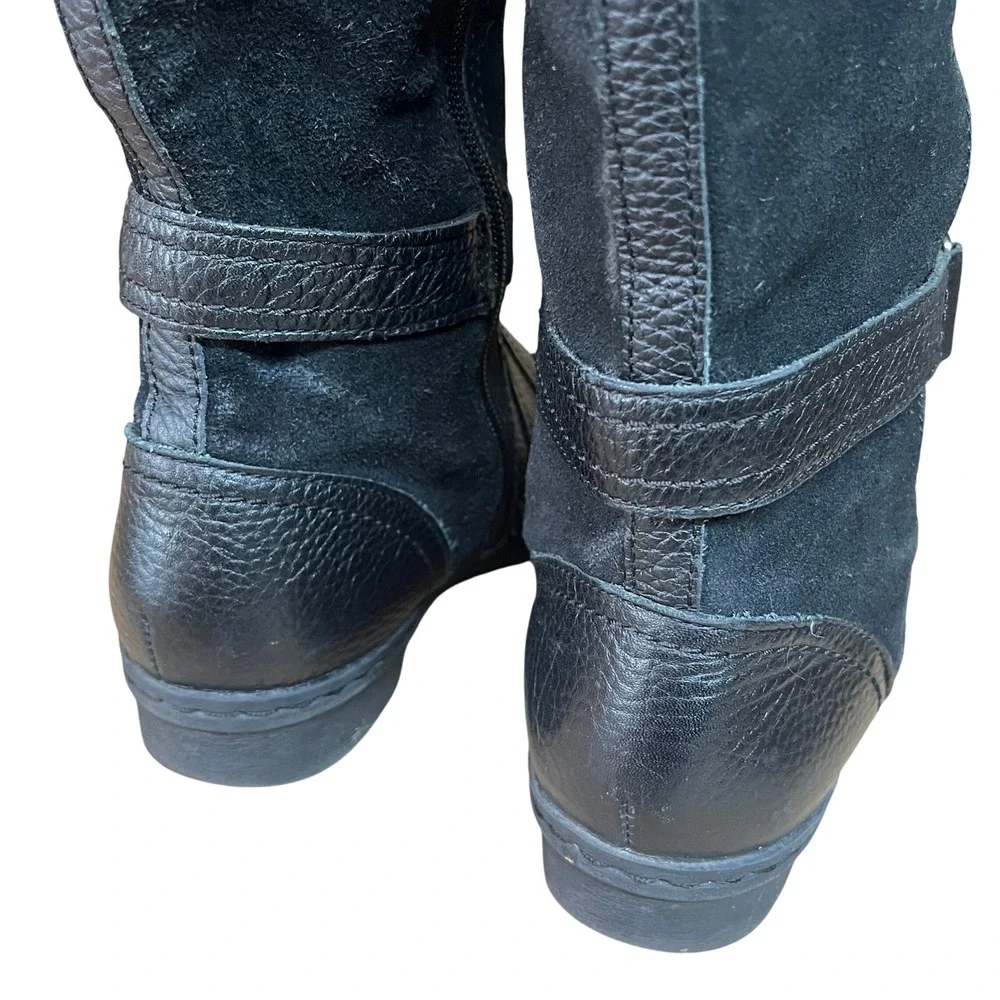 Clarks Womens Riding Knee High Boots 26105043 Womens 8.5M‎ Black Leather Suede